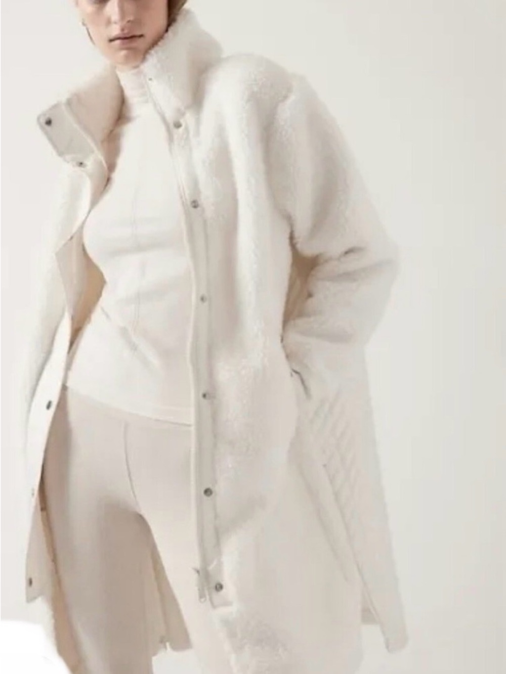 Women’s Cream Teddy Long Coat - Cozy Outerwear